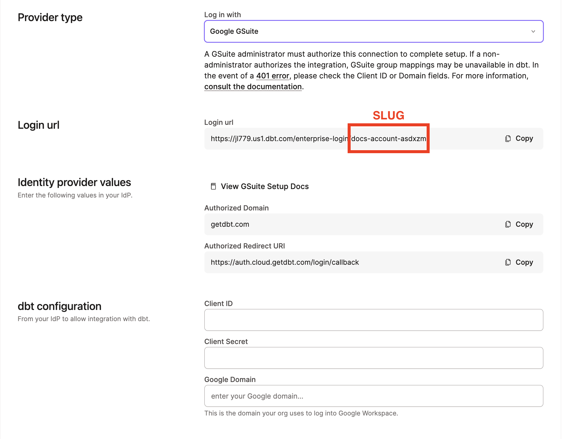 GSuite SSO Configuration